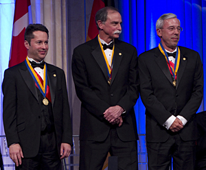 Ignacio Cirac, Dave Wineland, and Peter Zoller receiving the 2010 Franklin medal. 